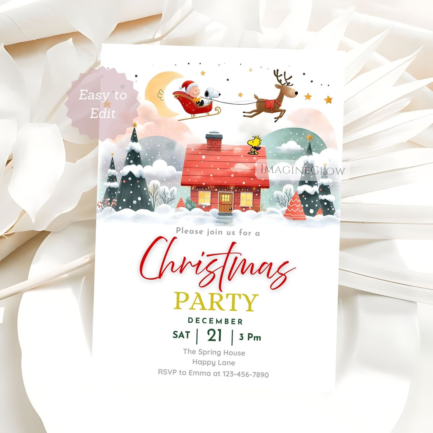 peanuts snoopy christmas invitation