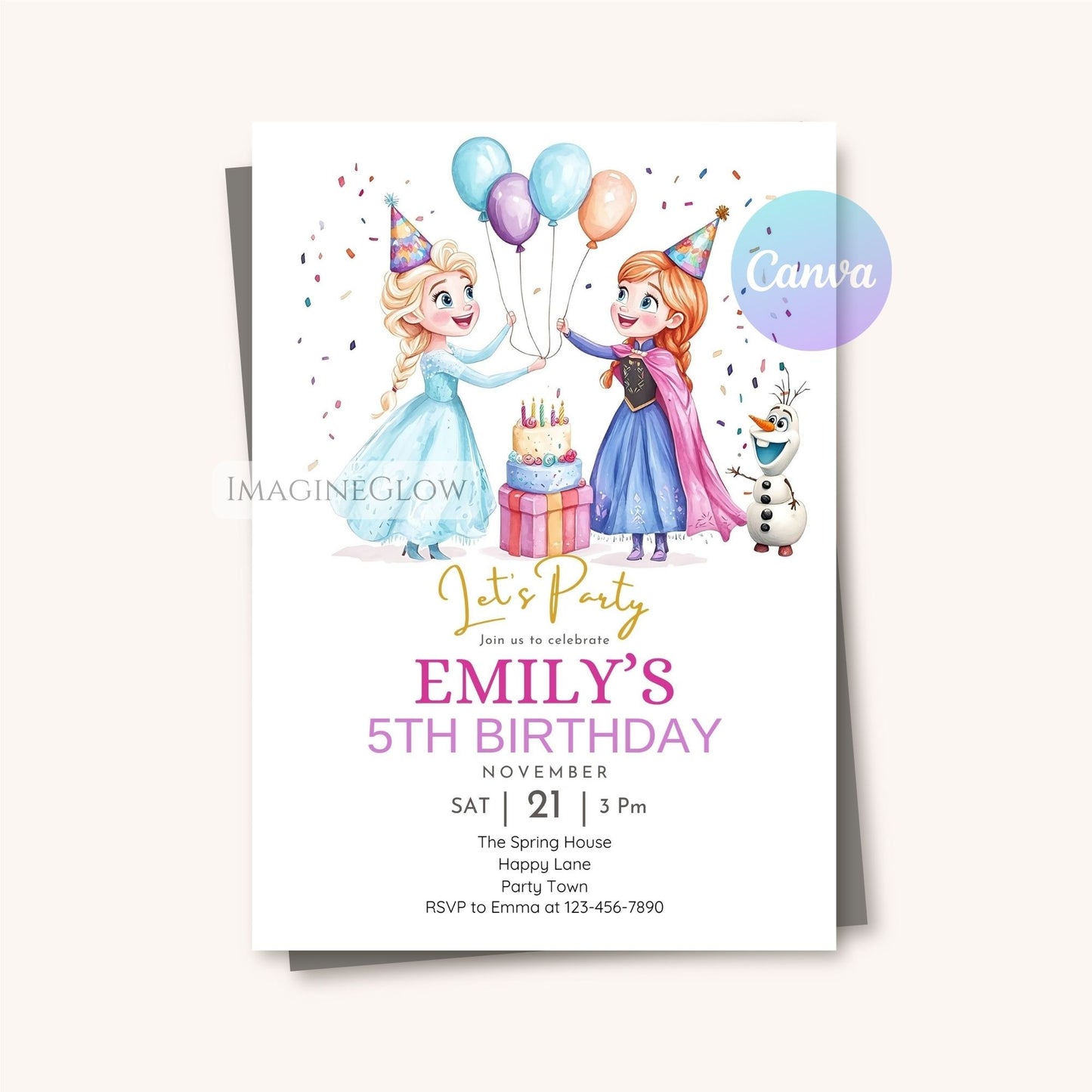 Frozen digital invitation editable online