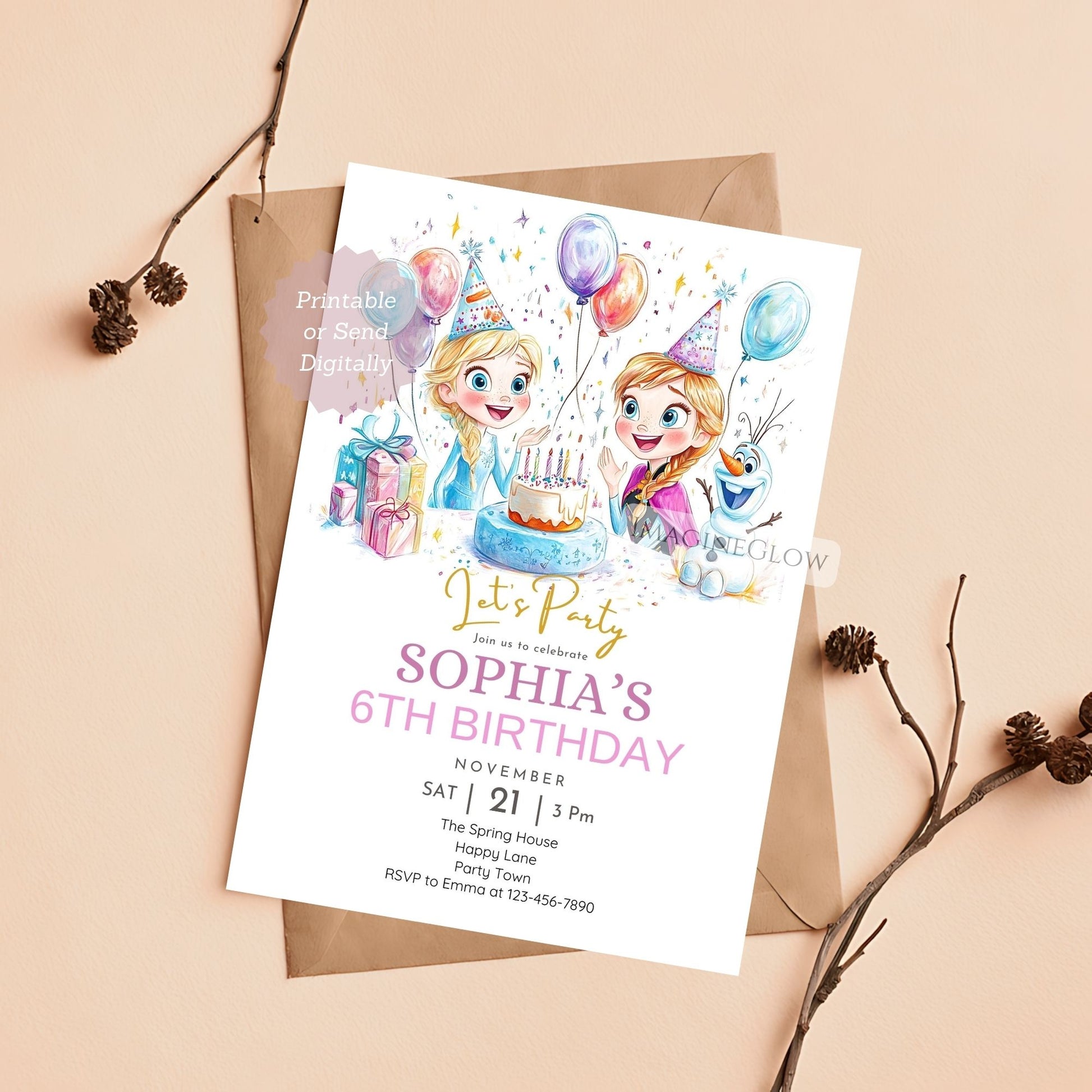 Cute Frozen birthday card with Olaf