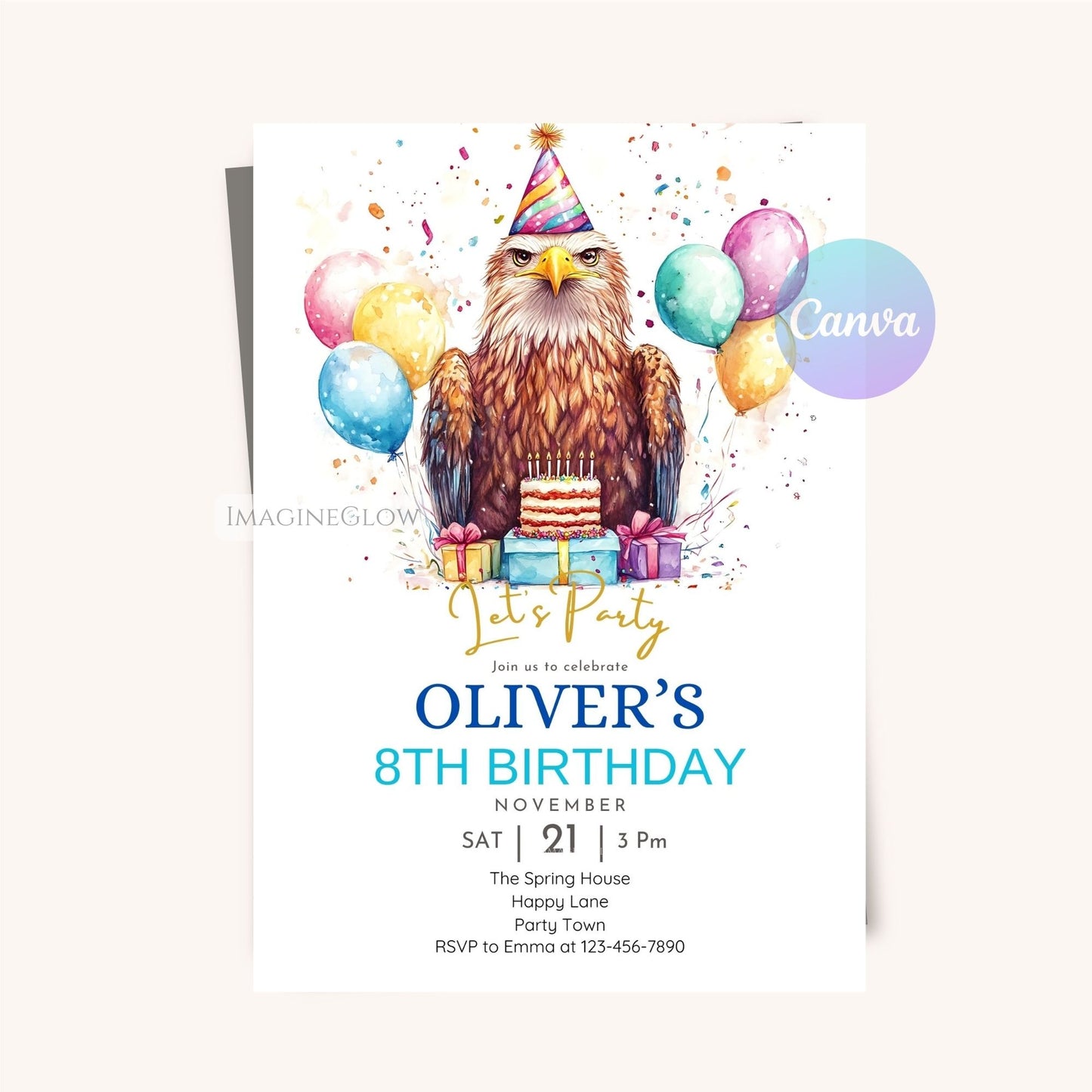 Animal Eagle Theme Birthday Invitation