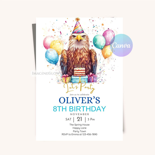 Animal Eagle Theme Birthday Invitation