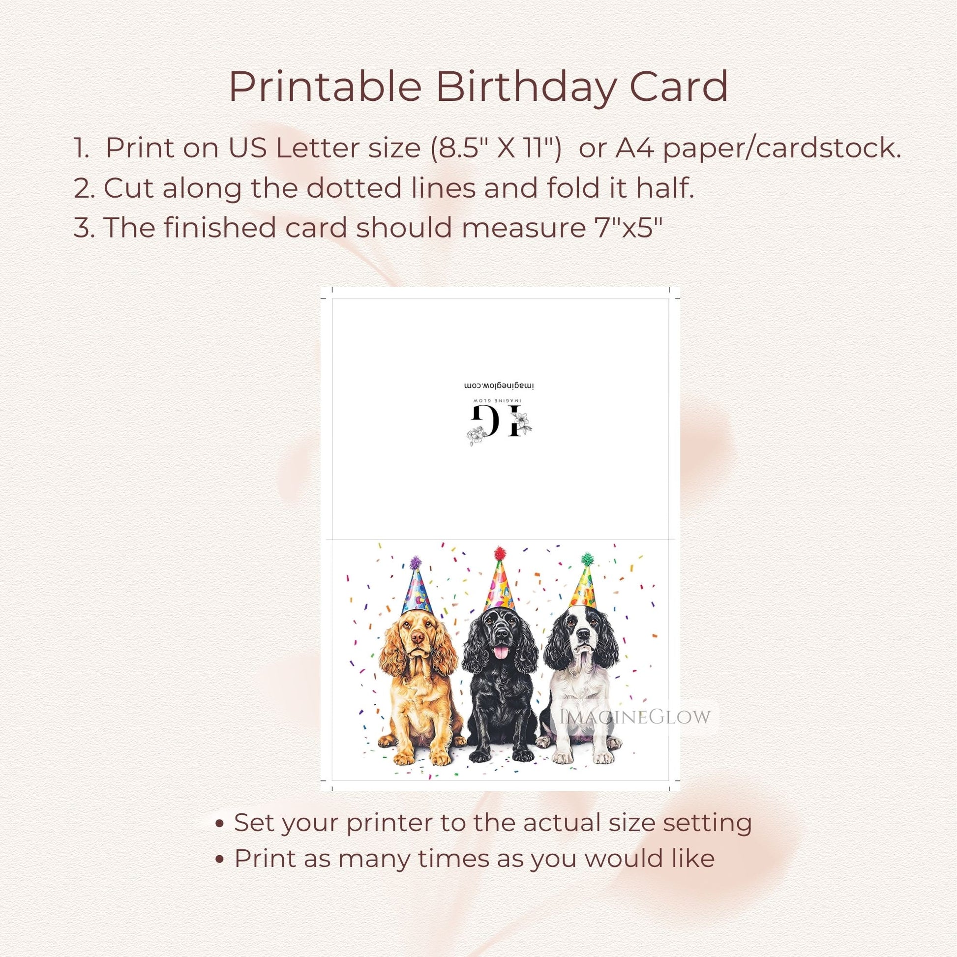 floppy eared dog birthday card
cocker spaniel printable card