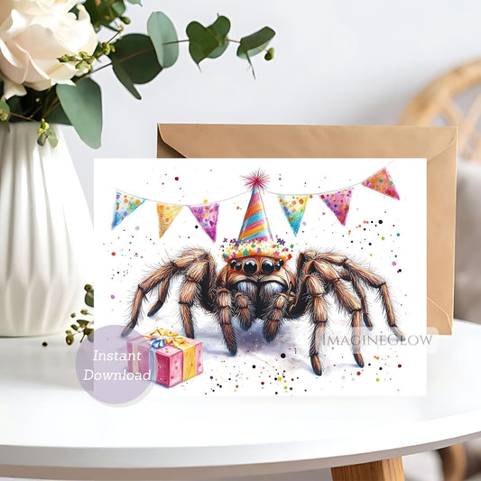 spider birthday card printable
bug theme birthday greeting card
wildlife lover spider card
