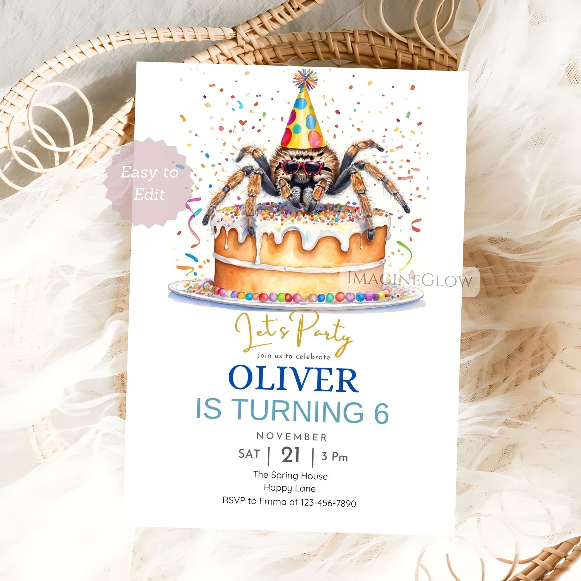 spider-themed children’s invite