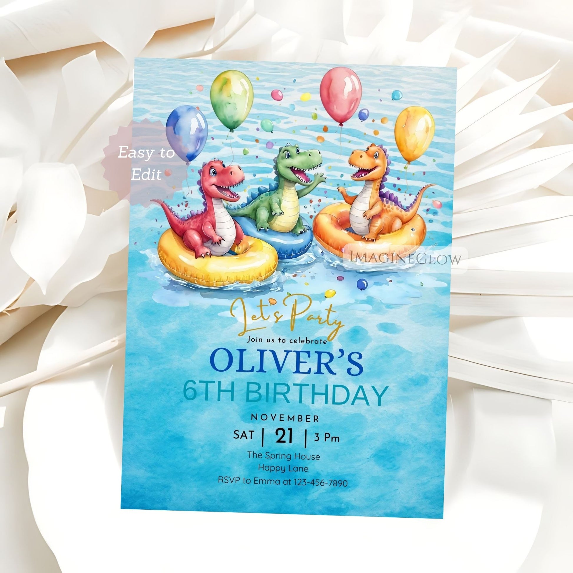 tropical dinosaur pool party card
dinosaur birthday bash printable