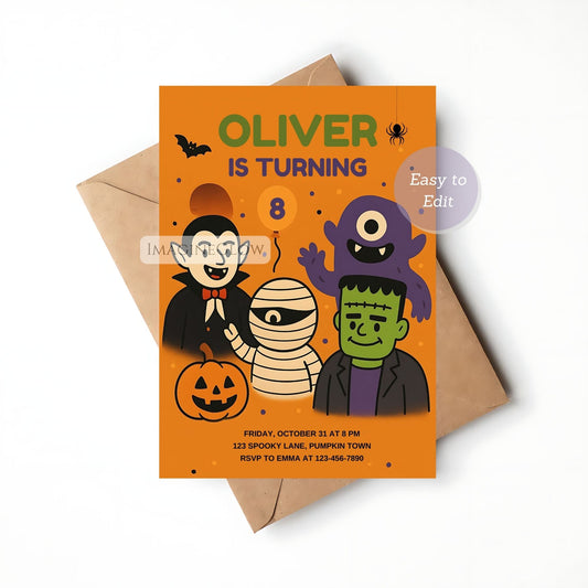 creepy cute monster birthday invite