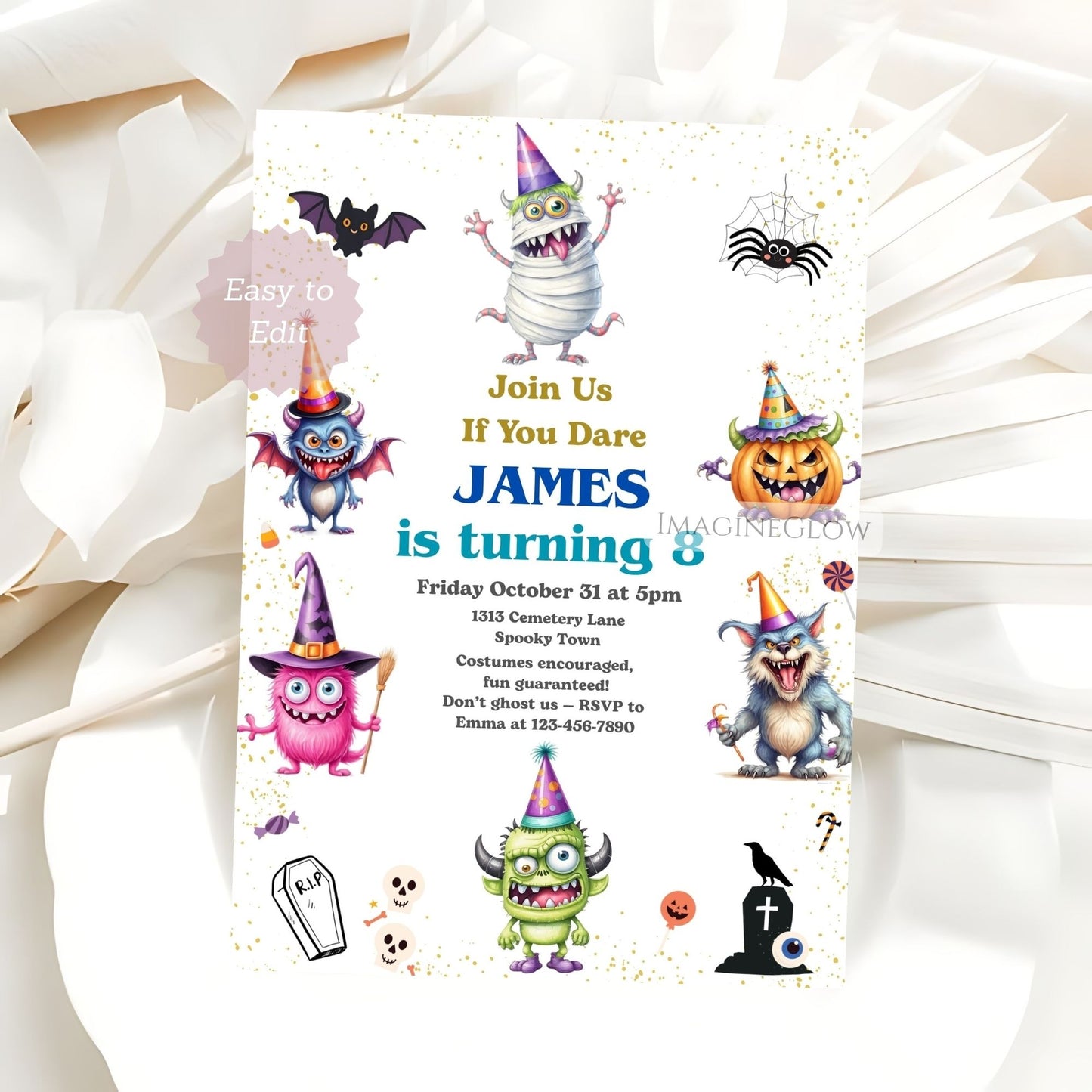 monster bash birthday invitation editable
halloween monster kids party invitation