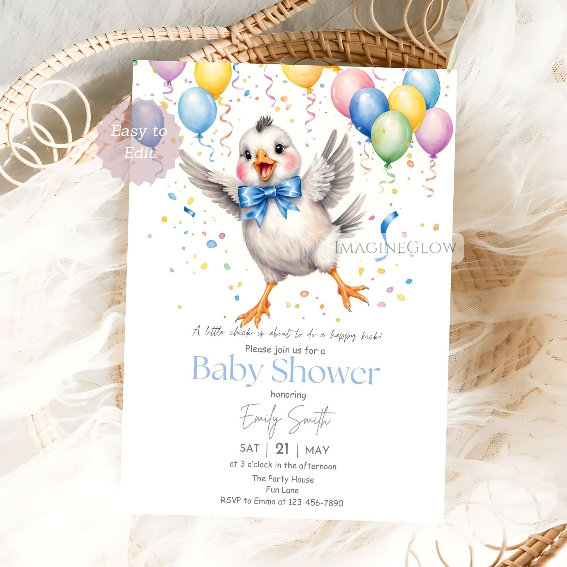 chick baby shower invitation boy