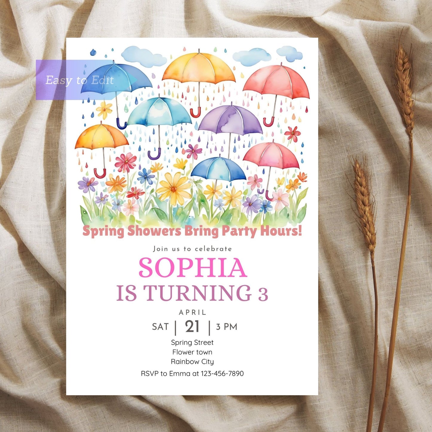 Joyful floral birthday invitation for spring-themed parties.