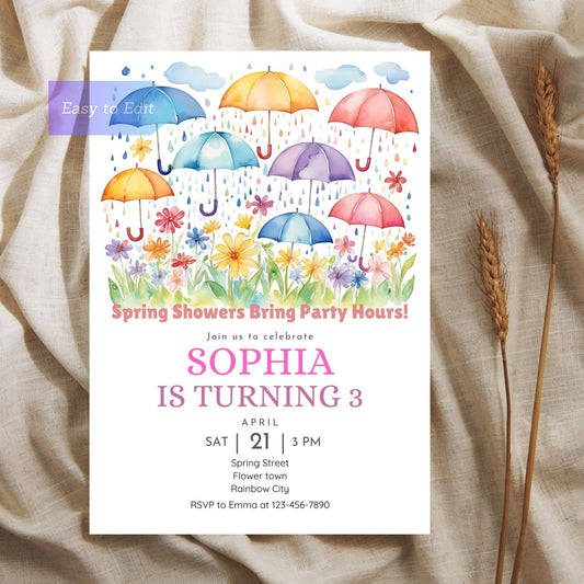 Joyful floral birthday invitation for spring-themed parties.
