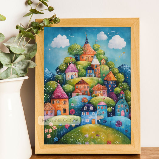 Spring Mountain Whimsical Village Folk Art