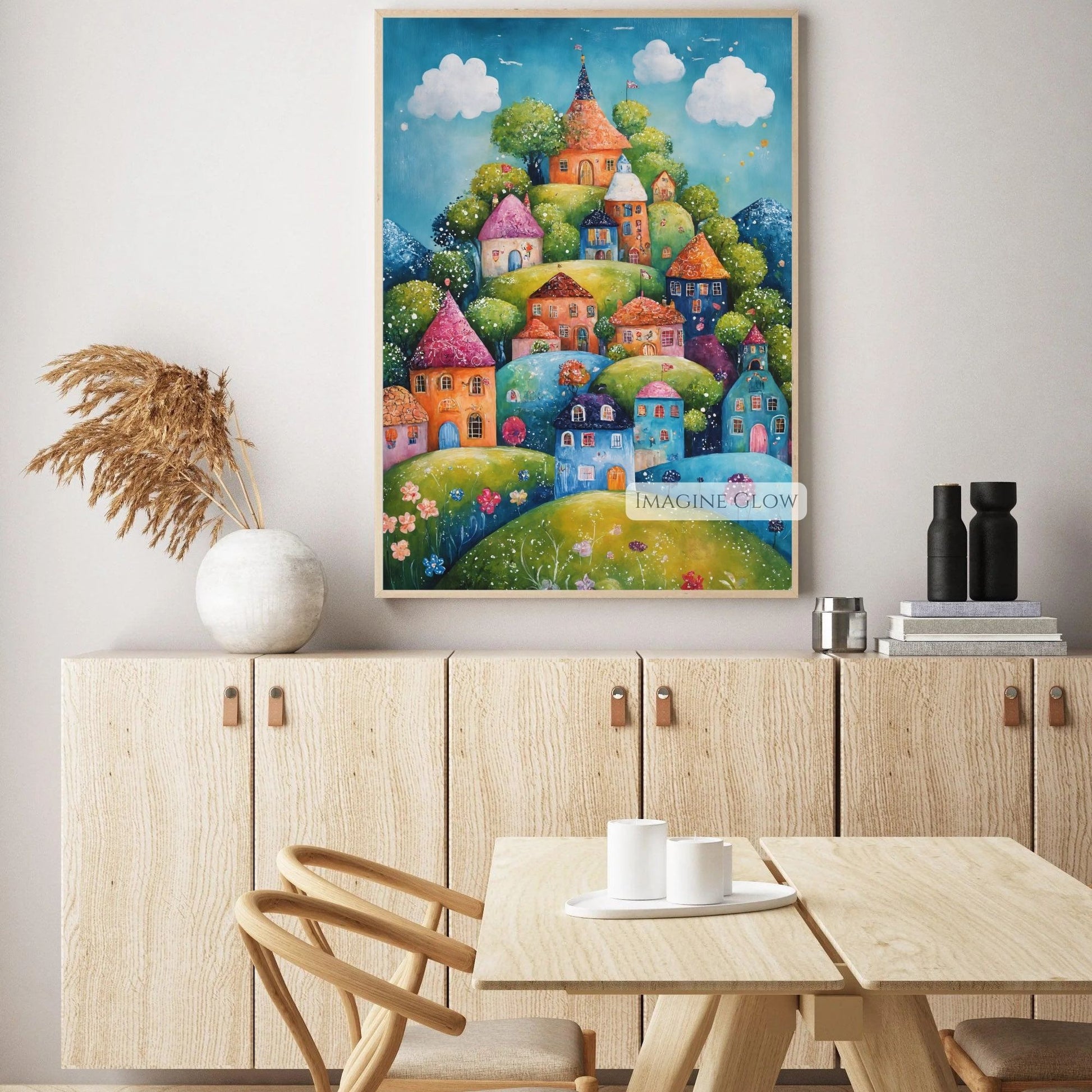 Charming Spring Village with Mountain Backdrop