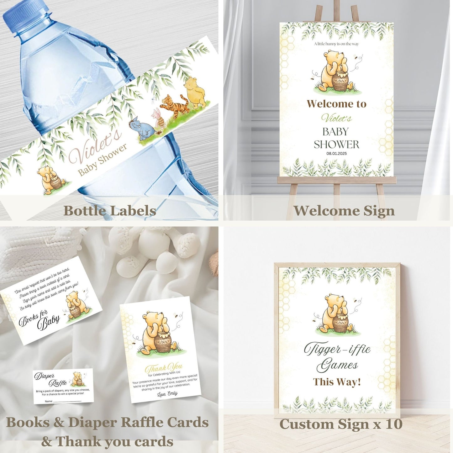 Vintage Winnie Pooh baby shower template