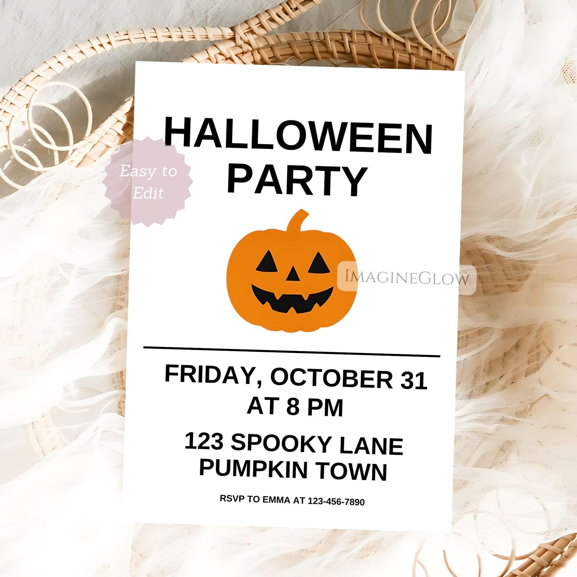 clean halloween invitation printable
stylish halloween party evite