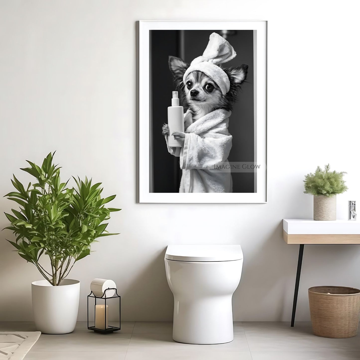 Stylish black-and-white Papillon bathroom wall art