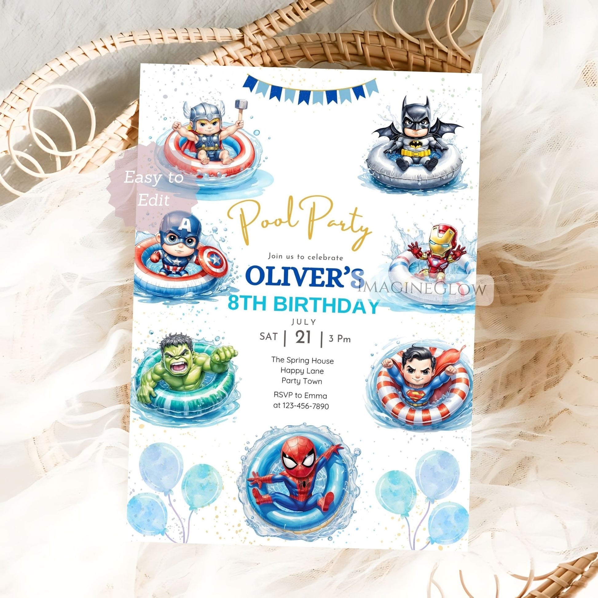 boy or girl superhero party invitation
superhero squad birthday printable