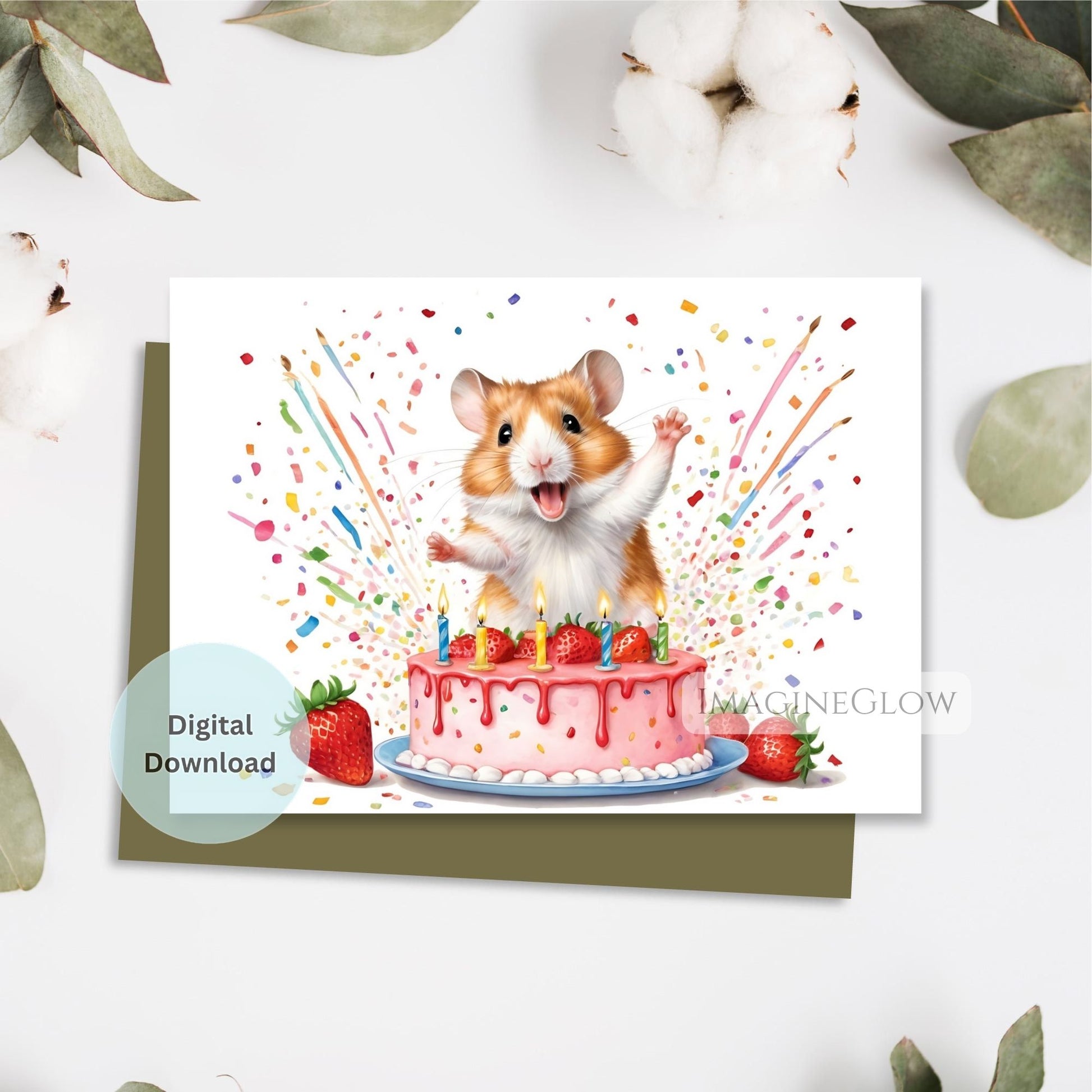 Hamster art birthday card
Pet lover hamster greeting
Animal illustration birthday card
Hamster themed printable card