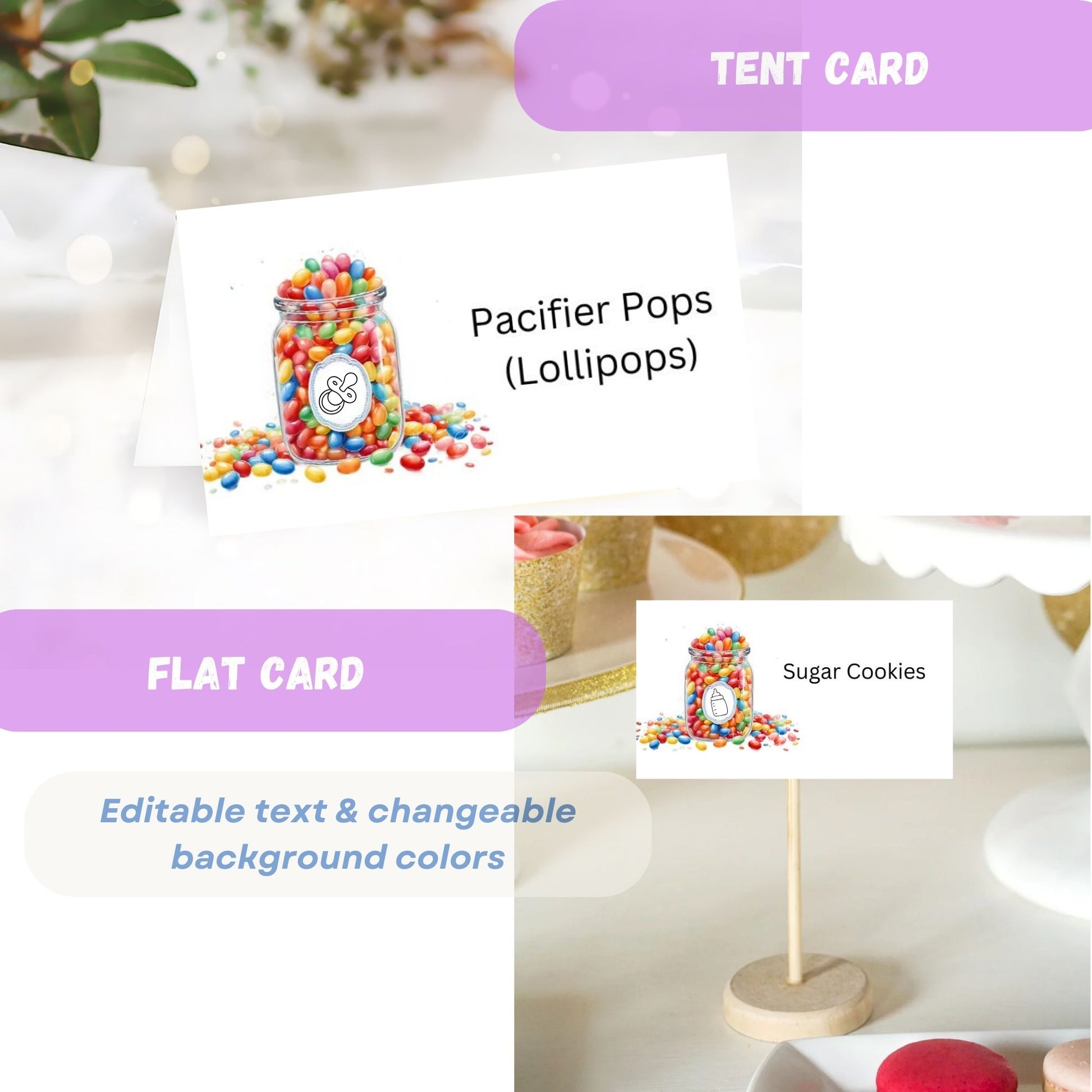 Editable jellybean-themed baby shower invitation for parents-to-be.