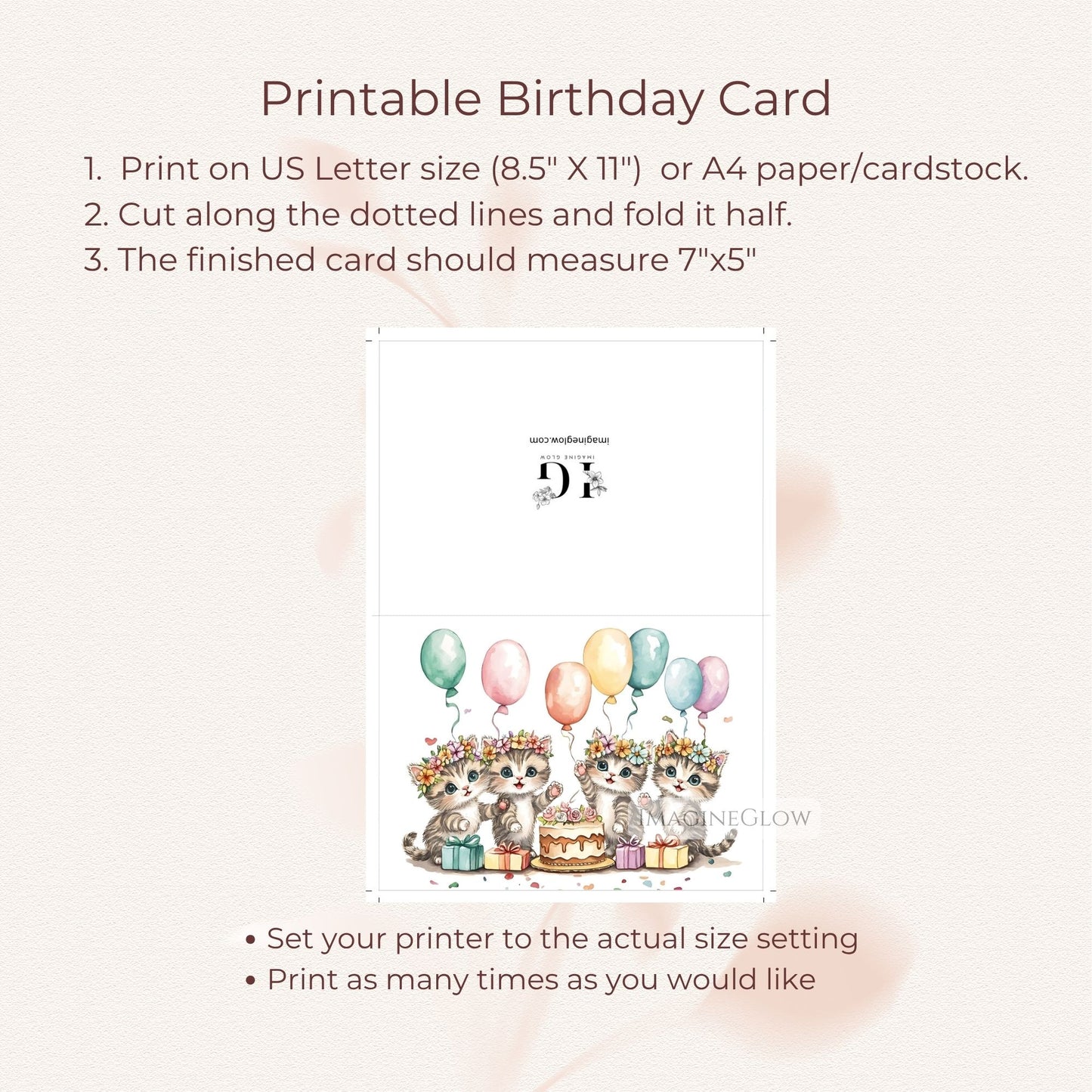 Adorable kitten birthday printable card
Birthday card with kitten and garden flowers
Printable floral cat birthday card
Kitten birthday card with nature theme