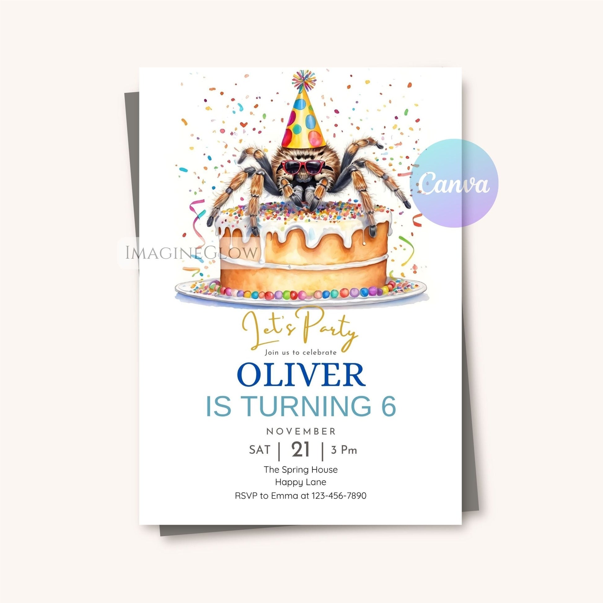 birthday invitation with creepy crawly bug