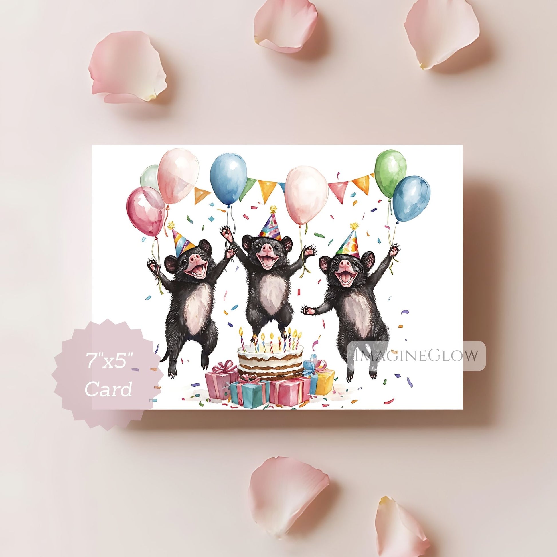 cheerful animal birthday card