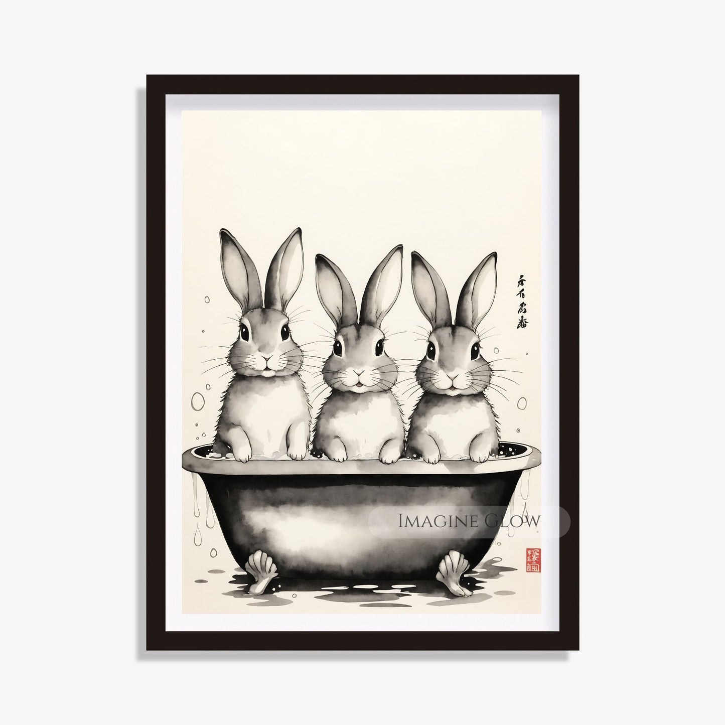 Whimsical bunny bathtub wall decor