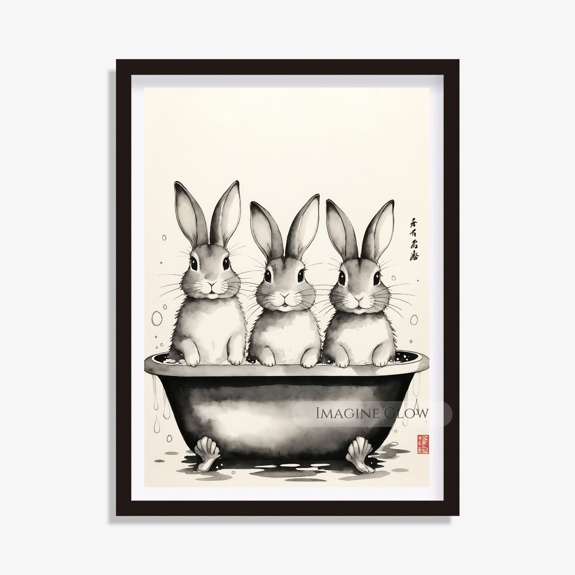 Whimsical bunny bathtub wall decor