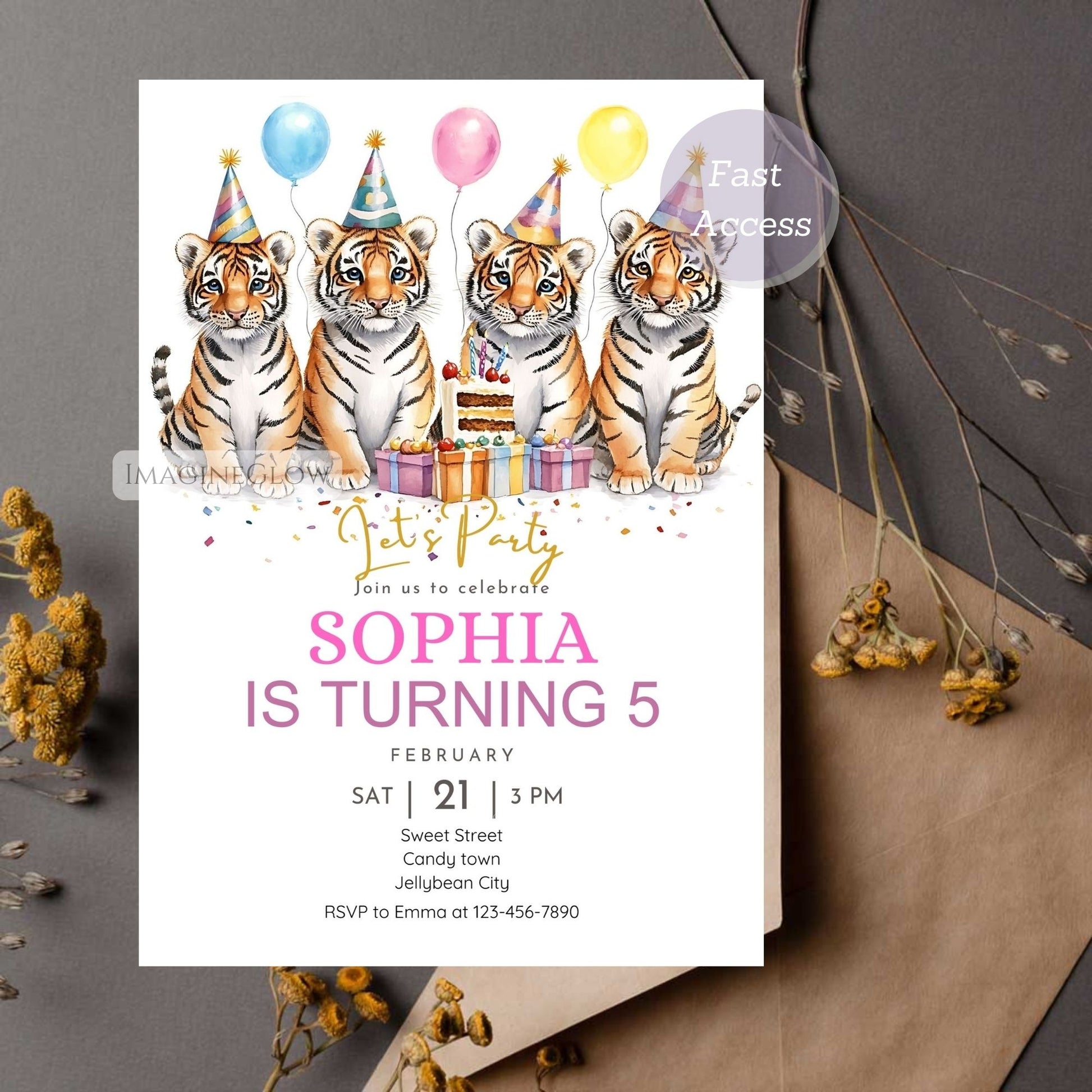 Wild Adventure Tiger Party Invitation - Printable & Editable
Safari Animal Birthday Party Invite - Tiger Design
Jungle-Themed Kids Birthday Invitation - Digital Template