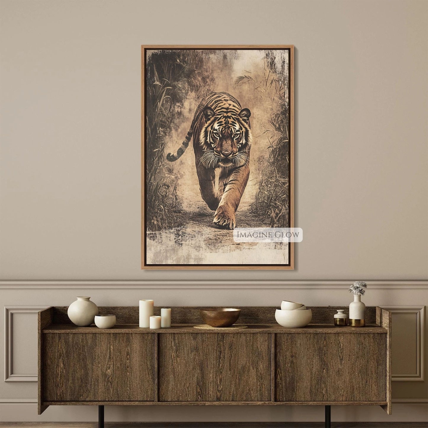 Jungle tiger art with vintage style.