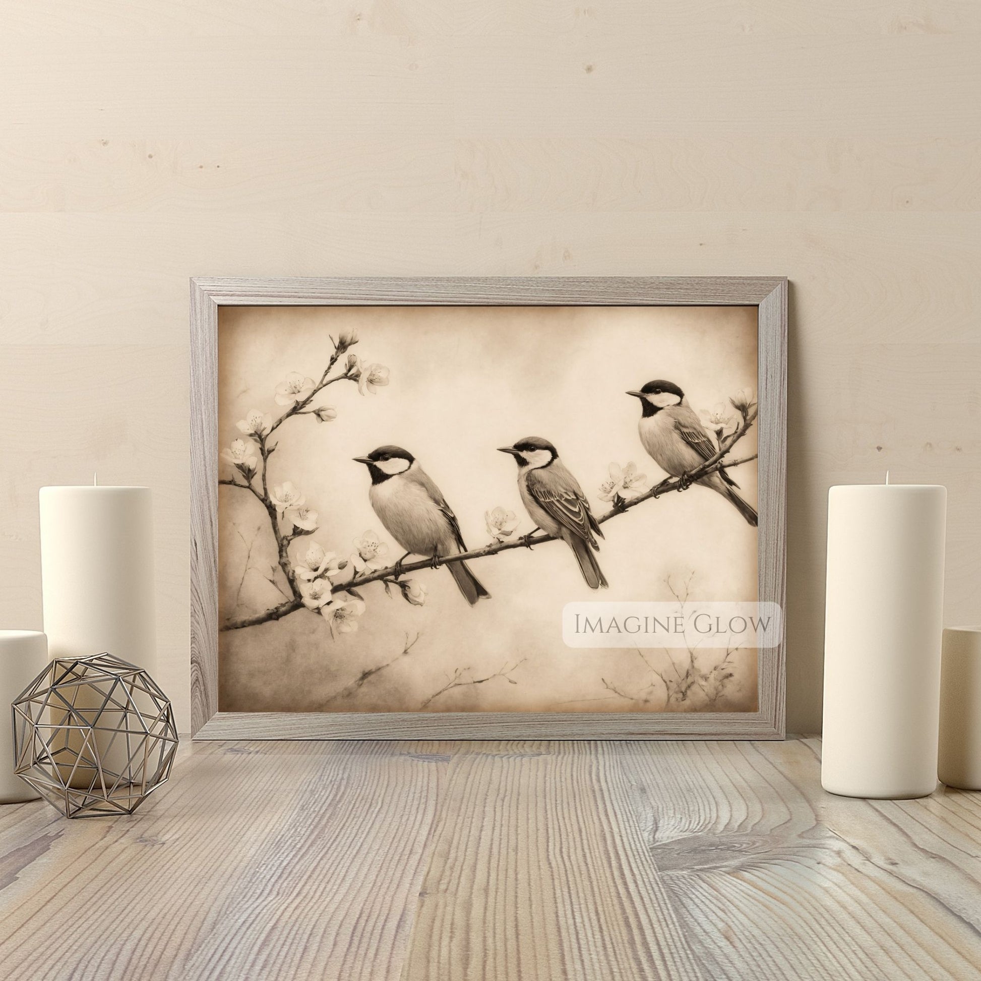 Elegant botanical bird print for collectors