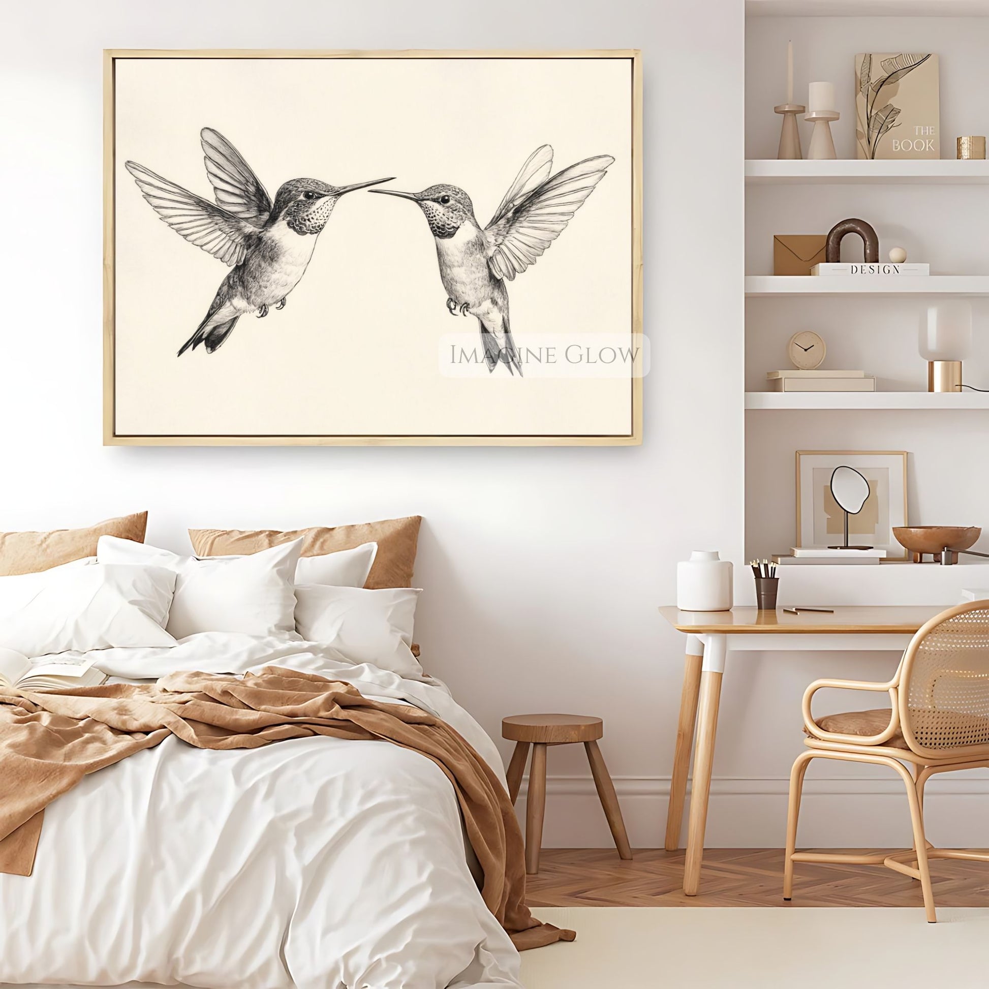 Nature lover's hummingbird sketch print digital