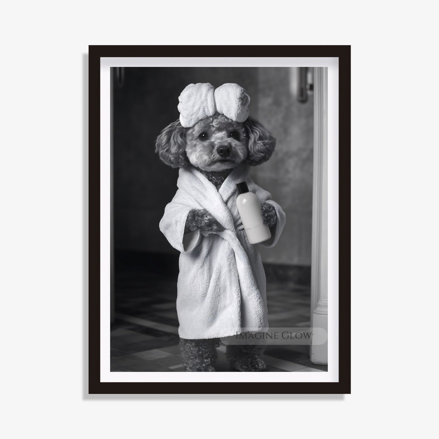 Poodle bathroom wall art black and white