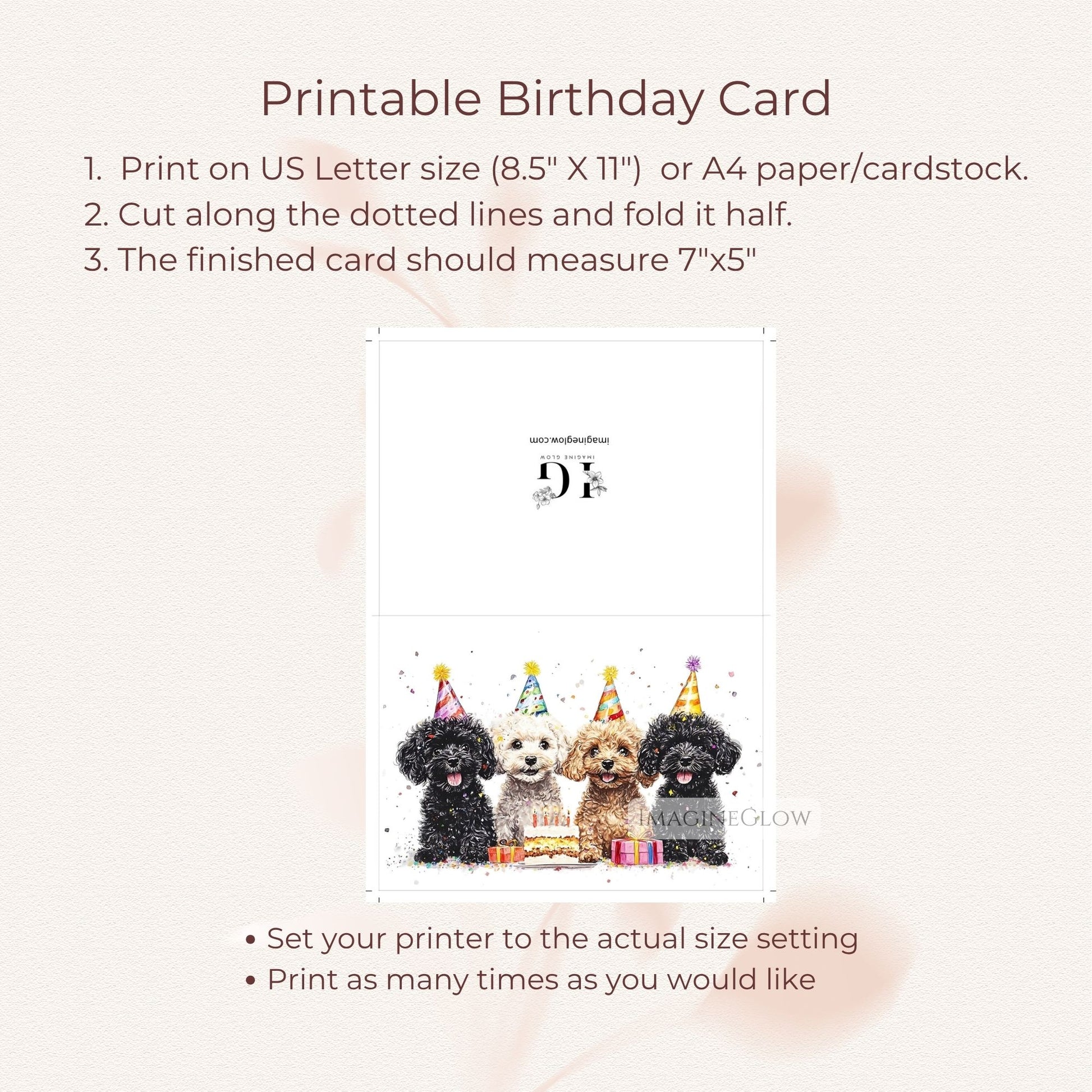 Happy birthday card with adorable Toy Poodles