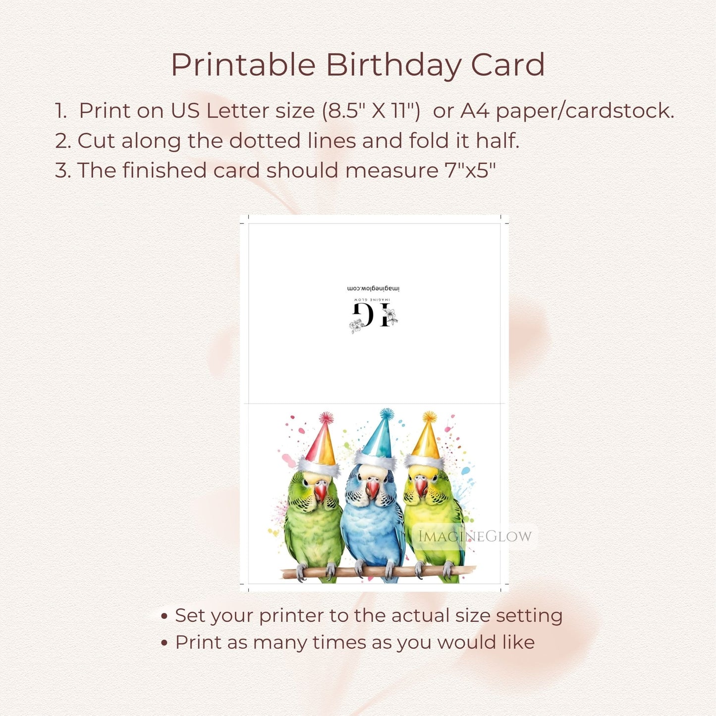 parakeets printable birthday card
parakeets birthday card for kids
parakeets birthday card with tropical birds