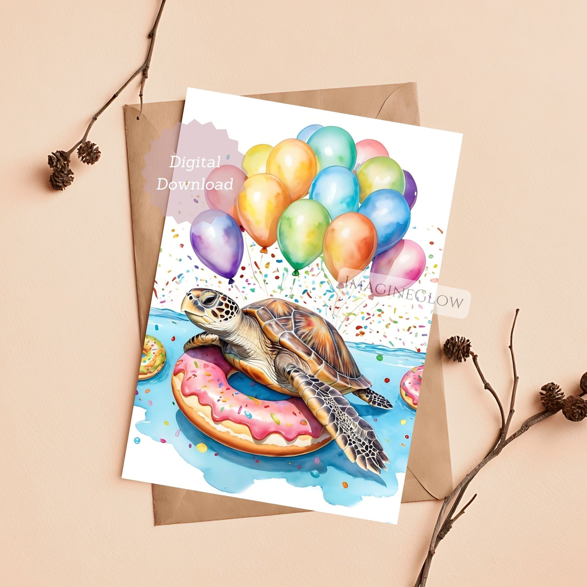 Smiling turtle birthday card
Beach theme birthday printable