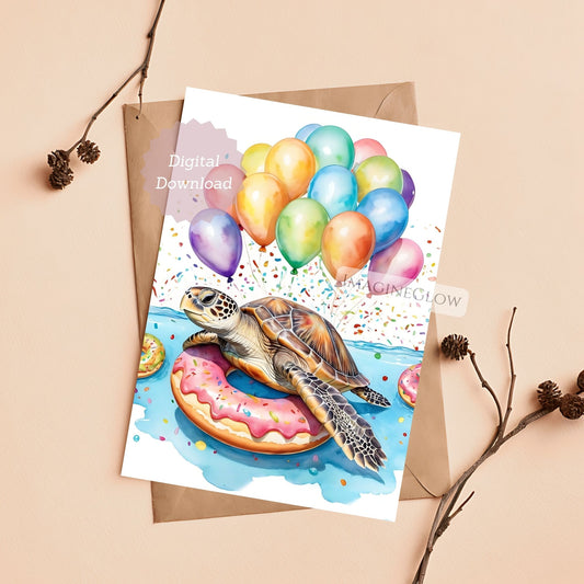 Smiling turtle birthday card
Beach theme birthday printable