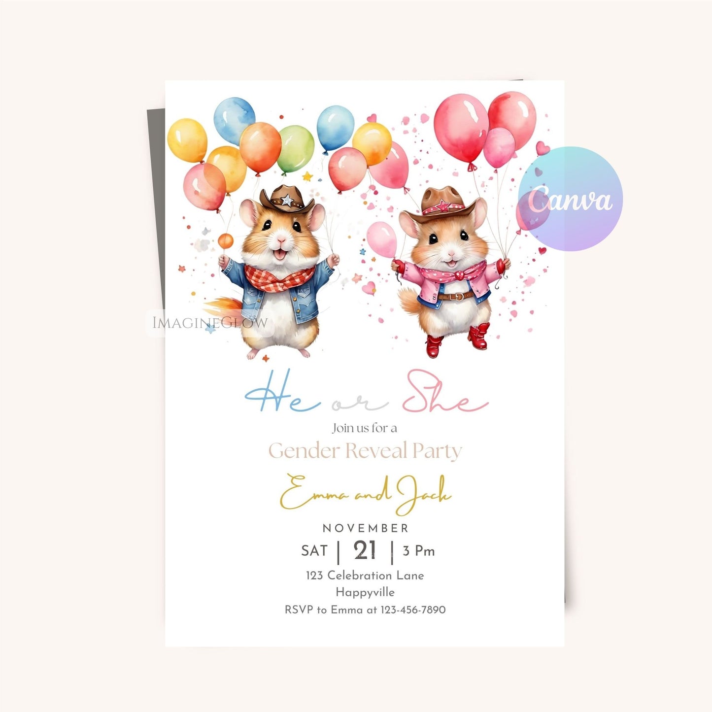 Gender-neutral baby shower invitation
Adorable animal party invitation template