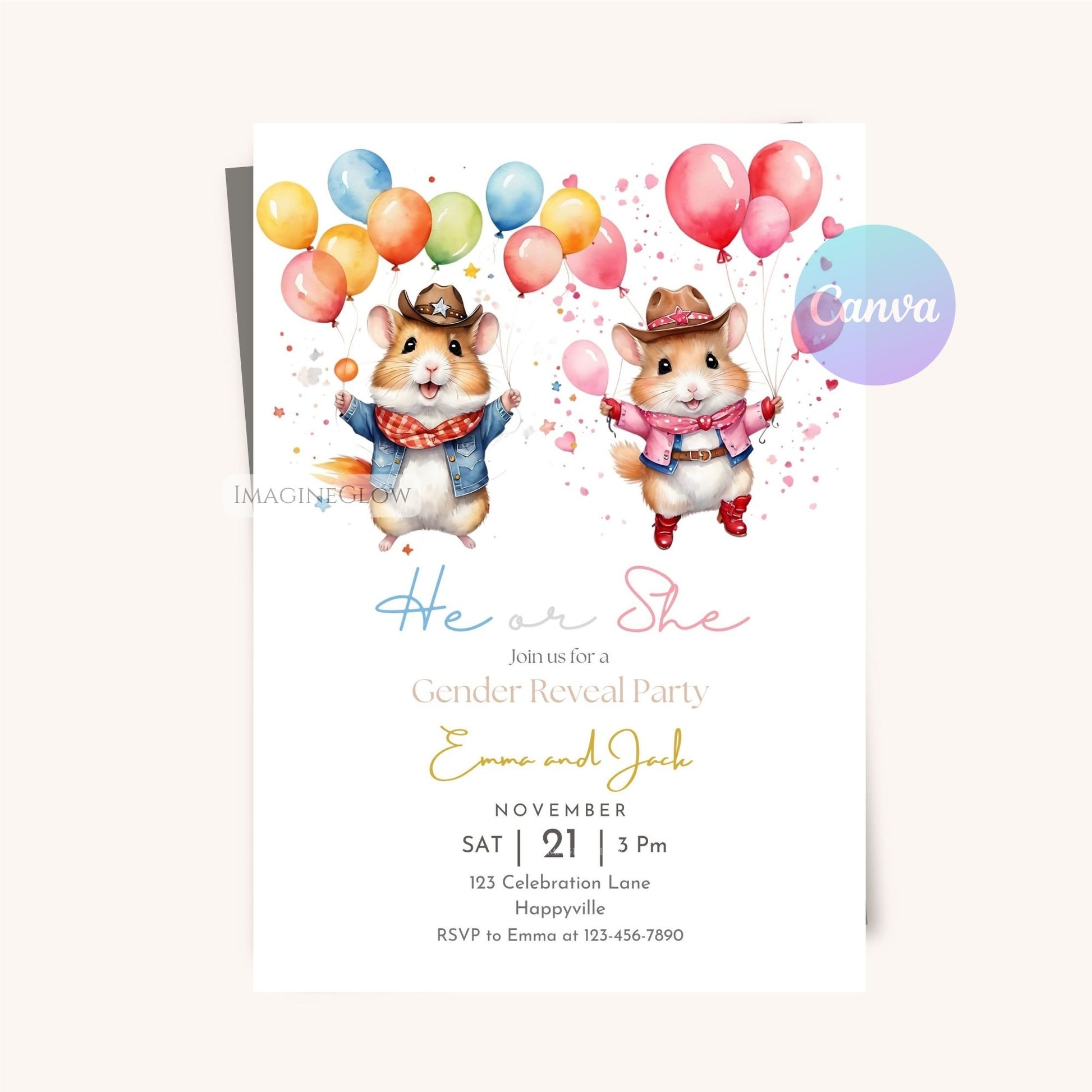Gender-neutral baby shower invitation
Adorable animal party invitation template