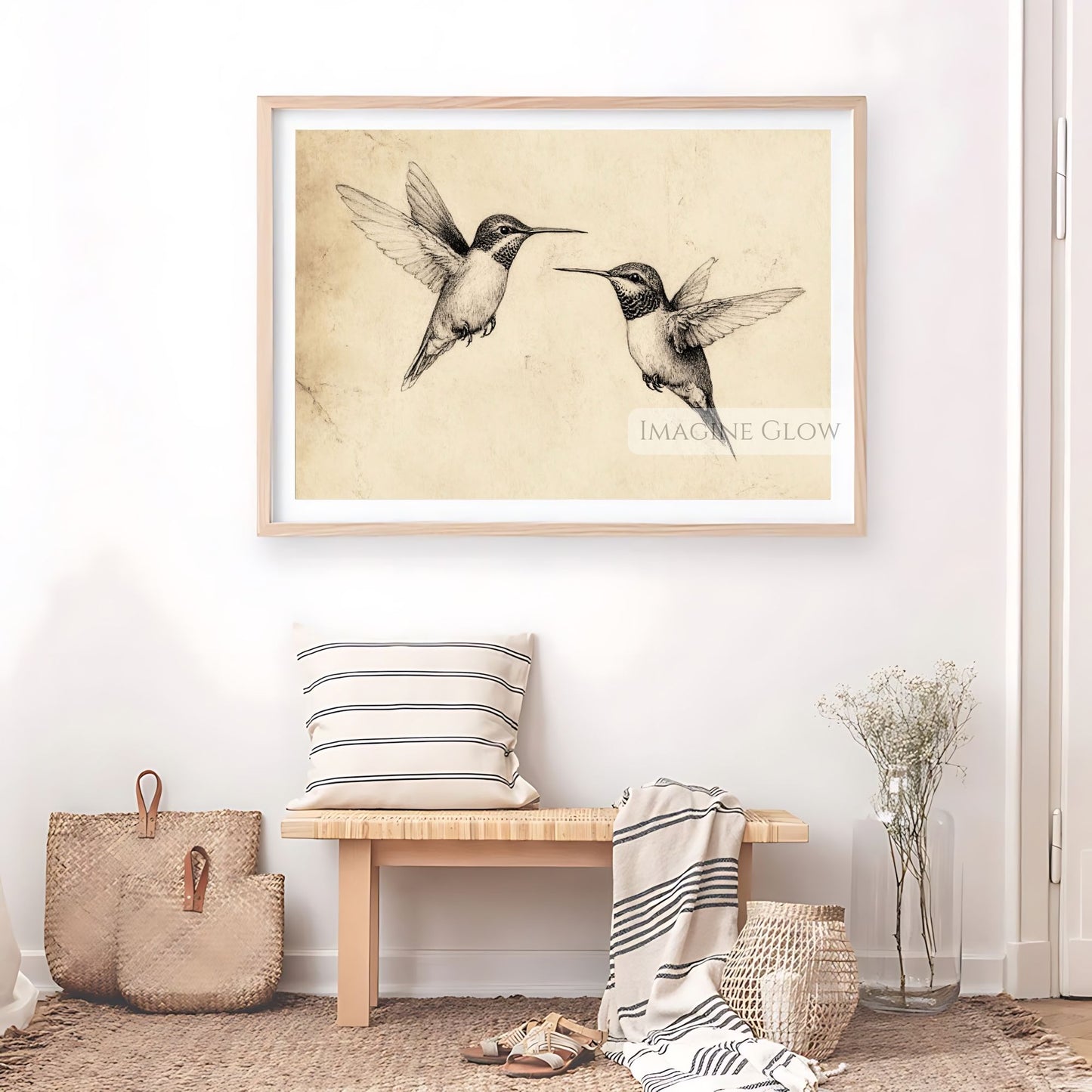 Rustic hummingbird artwork for home decor