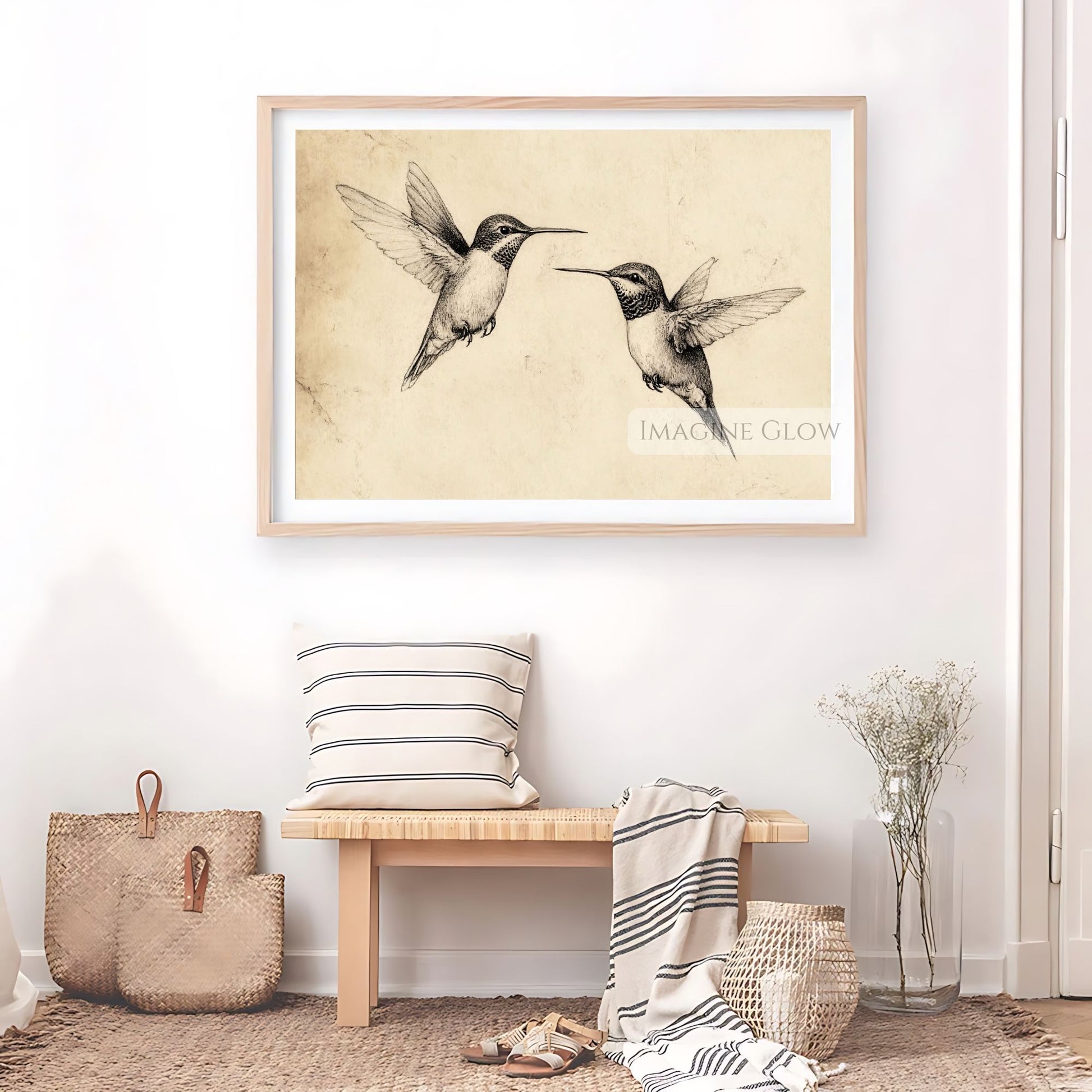 Rustic hummingbird artwork for home decor