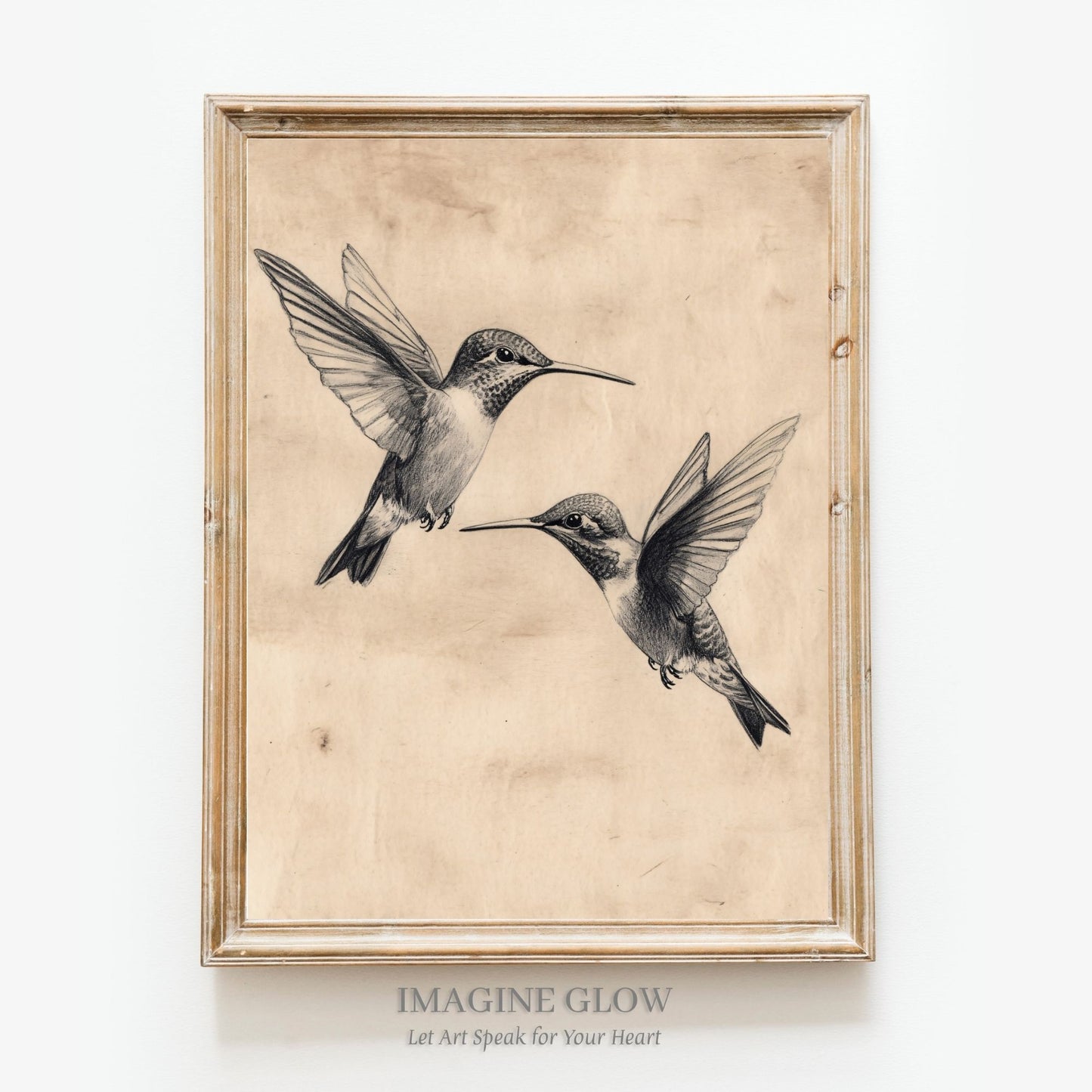 Minimalist hummingbird sketch for wall art