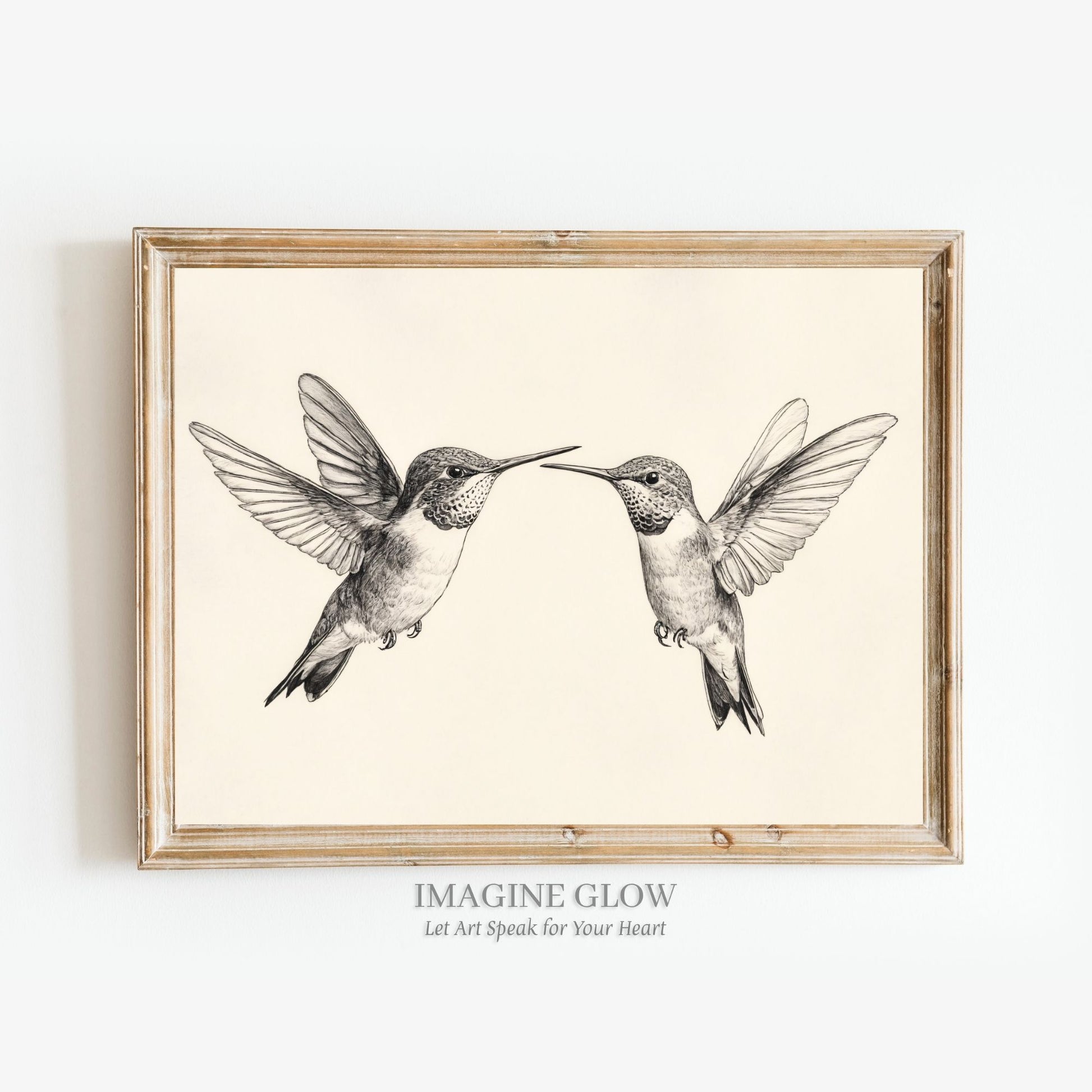 High-resolution hummingbird drawing for framing