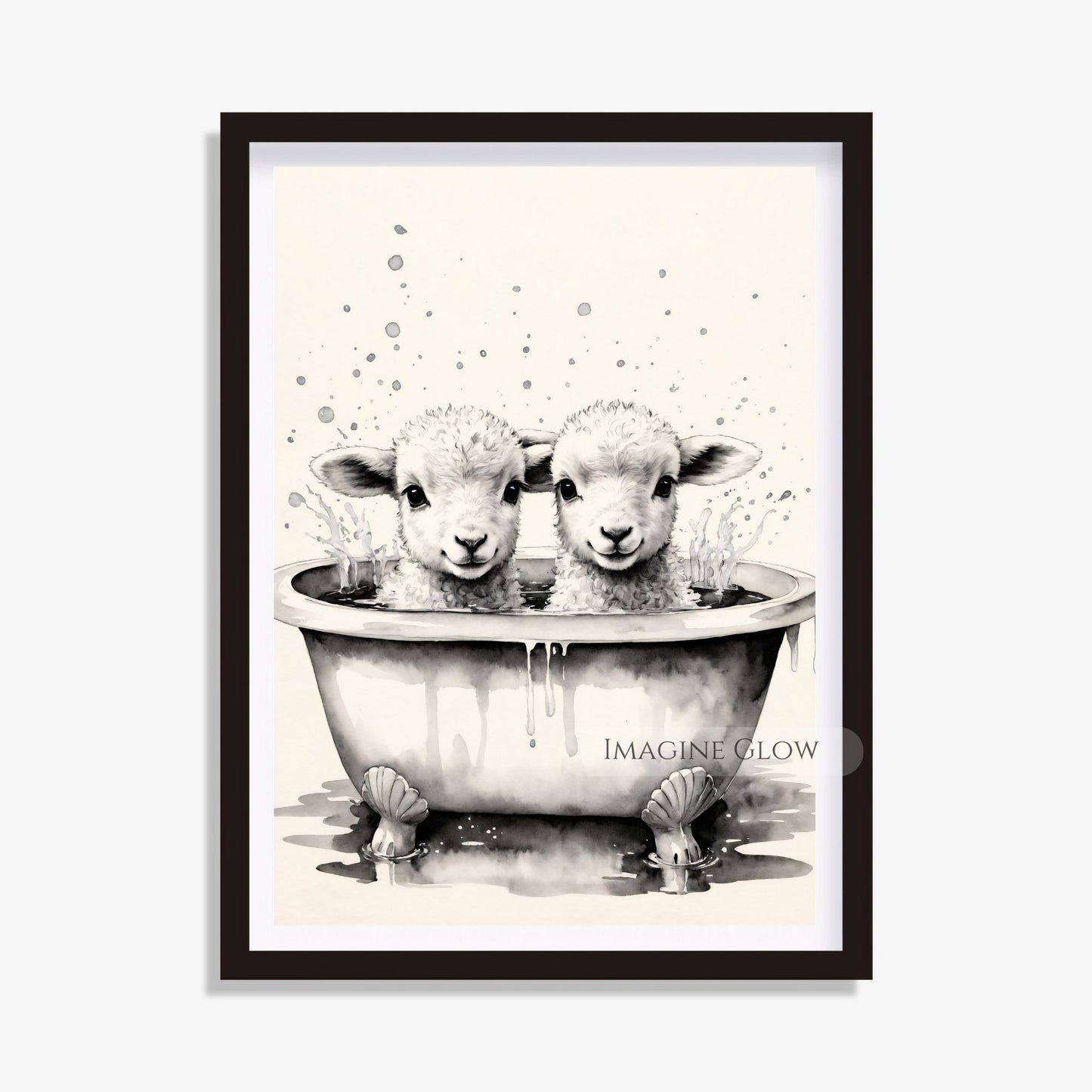 Vintage-inspired sheep bathroom print for cozy home decor