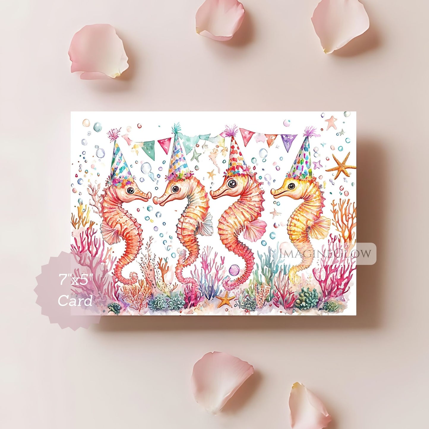 seahorse birthday card printable
ocean themed greeting card