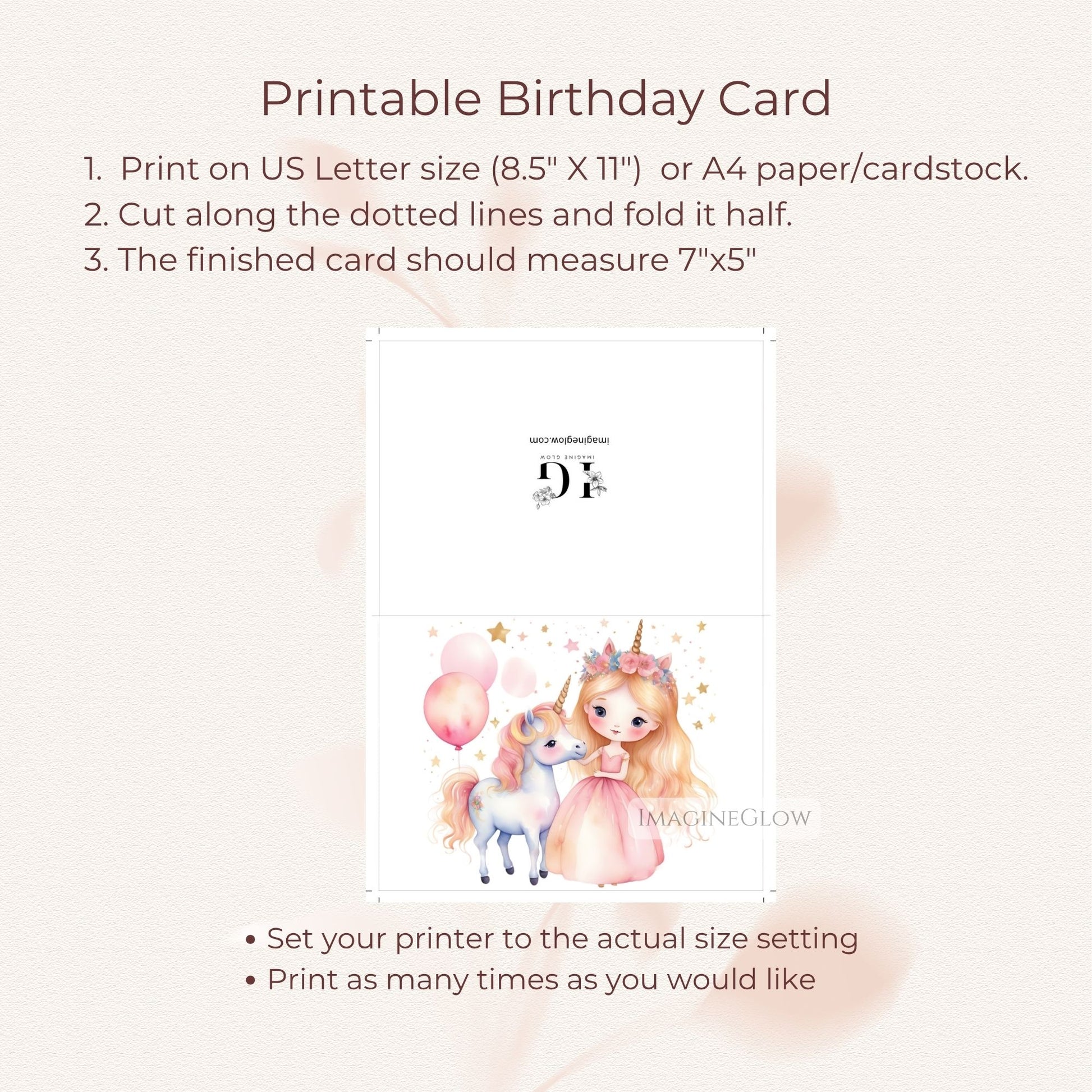 digital unicorn card for girls
magical birthday card for little girl
rainbow unicorn printable card
fantasy princess birthday card