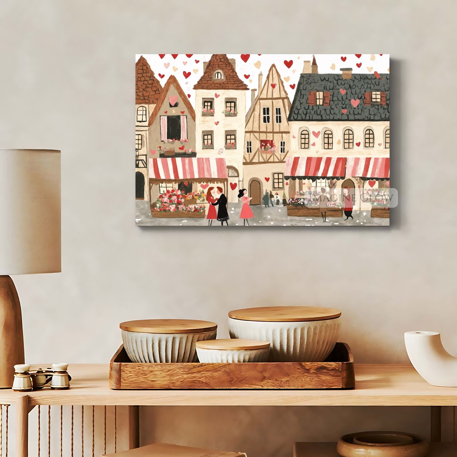 Valentine's Day gift idea - Romantic town-themed art print
