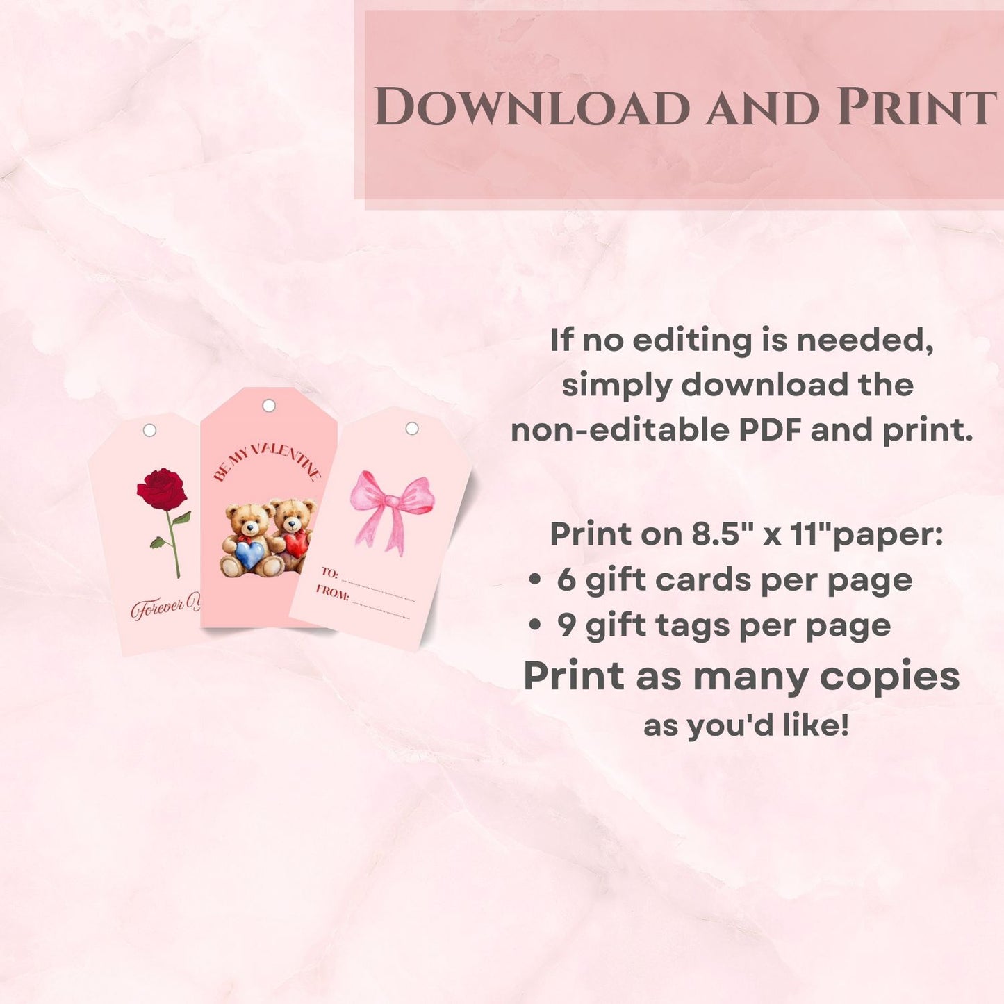 Editable Valentine gift tags for kids, friends, and loved ones