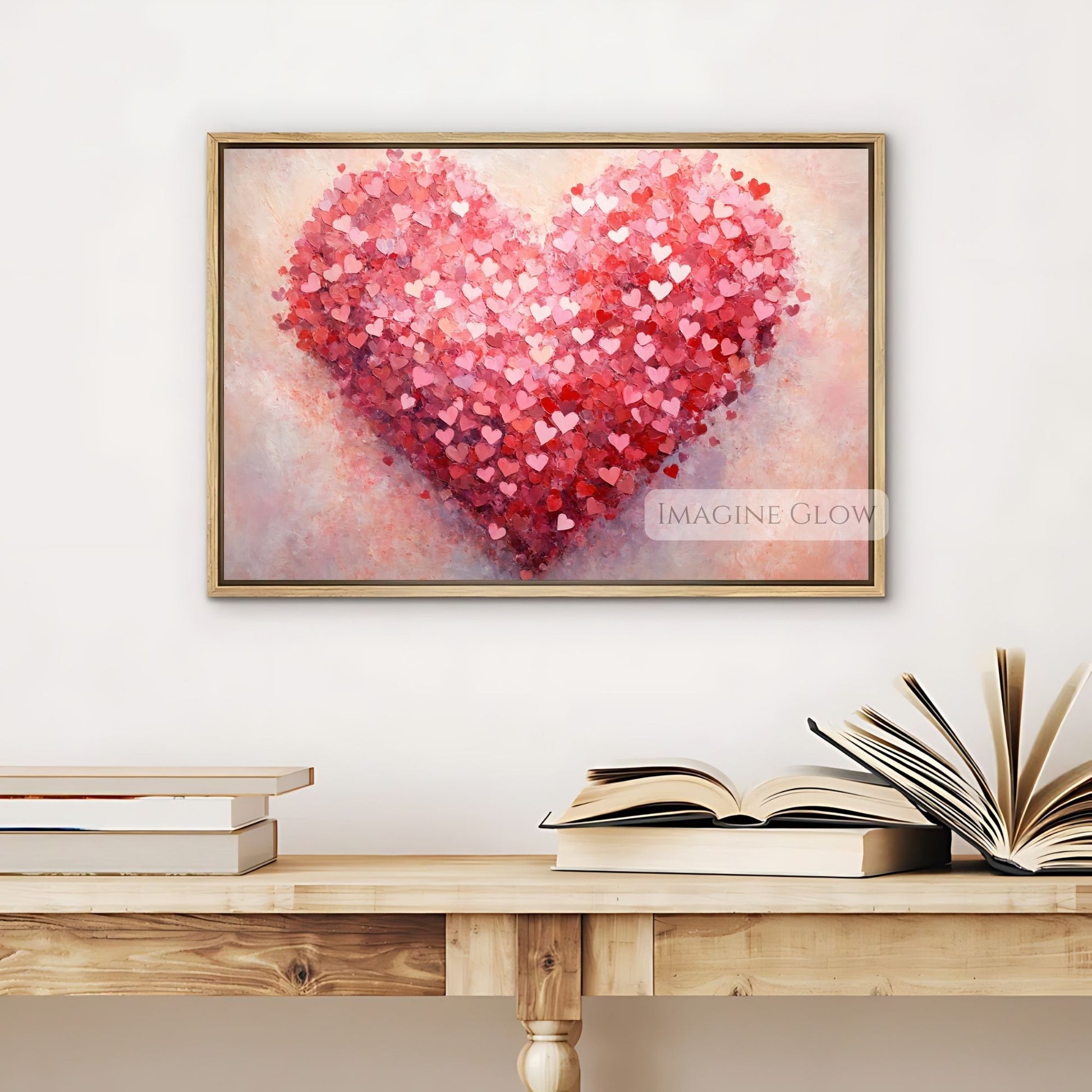 Printable Valentine’s Day red heart oil painting