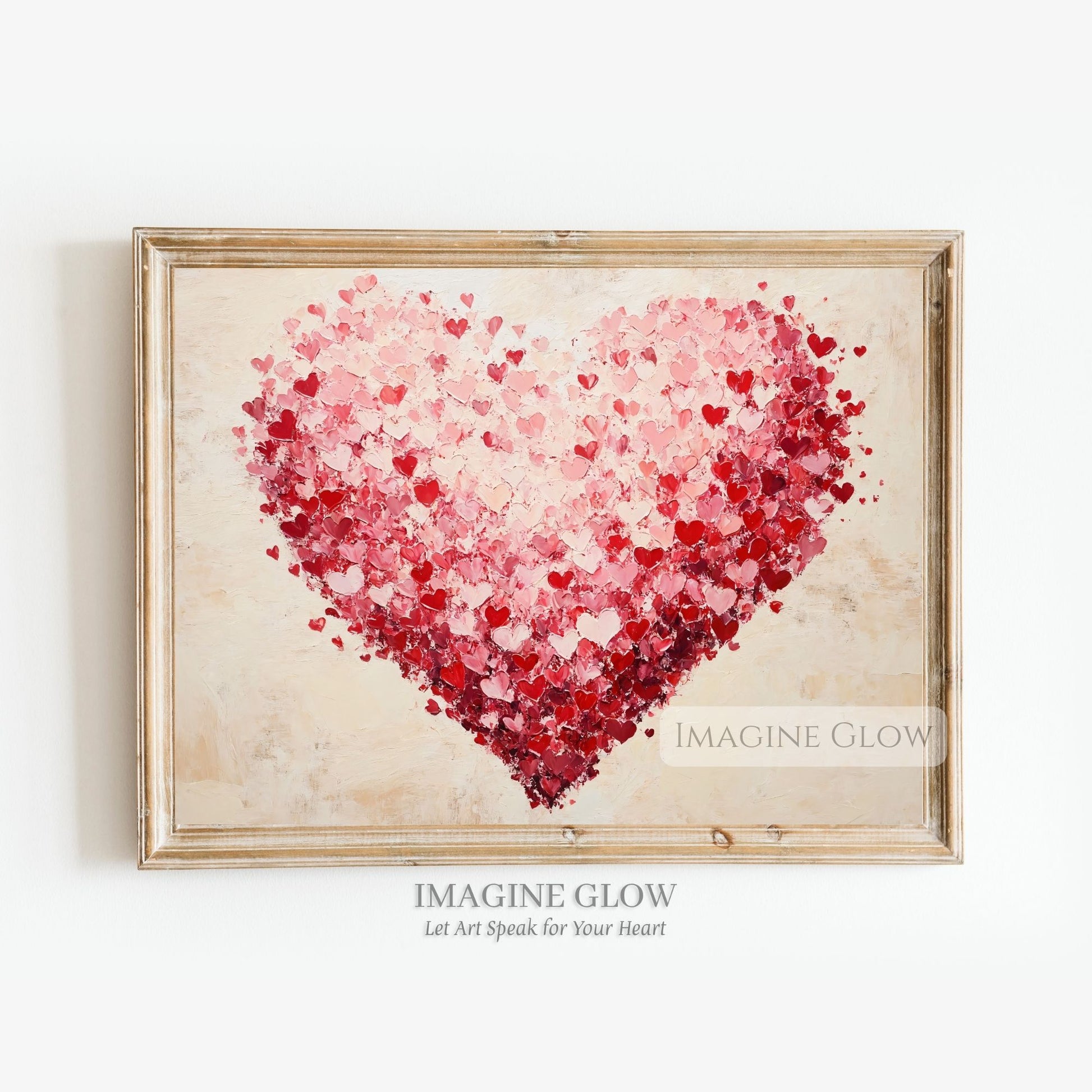 Romantic Valentine’s Day heart wall art red and pink