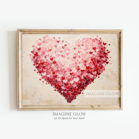 Romantic Valentine’s Day heart wall art red and pink